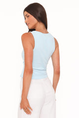 Emmeline Twist Front Top - Pale Blue