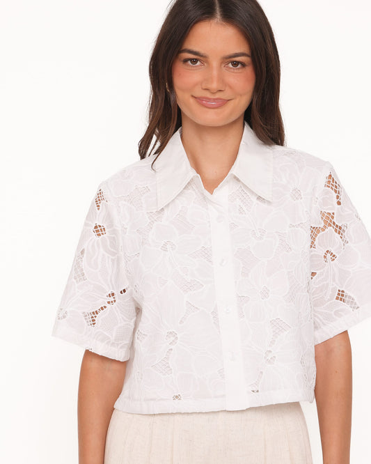 Fidelma Cropped Shirt - White