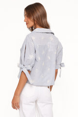 Floriana Tie Sleeve Shirt - Blue Stripe
