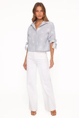 Floriana Tie Sleeve Shirt - Blue Stripe