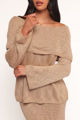 Indya Off Shoulder Top - Mocha