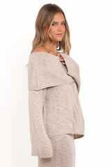 Indya Off Shoulder Top - Oatmeal