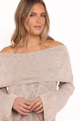 Indya Off Shoulder Top - Oatmeal