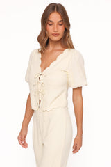 Jensen Scallop Hem Top - Butter Yellow