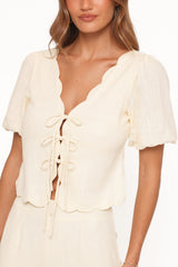 Jensen Scallop Hem Top - Butter Yellow