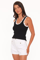 Johnson Scalloped Trim Tank - Black White