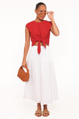 Kathy Tie Front Top - Red