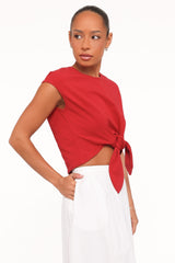 Kathy Tie Front Top - Red