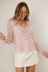 Lennon Ruffle Blouse - Blush