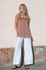 Lexi Top - Red Geometric
