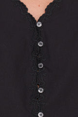 Lori Lace Trim Top - Black