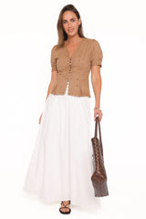Lorraine Eyelet Top - Brown