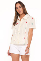 Lucile Embroidered Shirt - Light Yellow