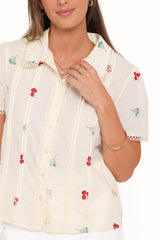 Lucile Embroidered Shirt - Light Yellow