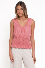 Lucilla Shirred Waist Top - petals Pink