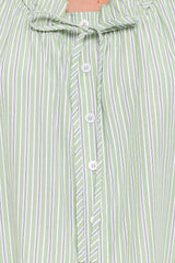 Luisa Ruffle Top - Green/White