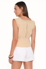 Luke Button Top - Khaki