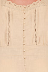 Luke Button Top - Khaki