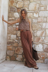 Madison Linen Cropped Tank - Brown Floral