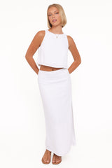 Madison Linen Cropped Tank - White