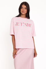 Marly Je T'Aime Tee - Pink Stripe