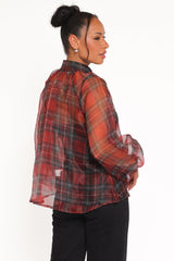 Marni Organza Top - Red Plaid