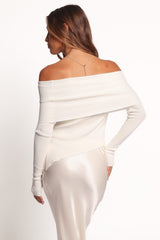 Mavis Off Shoulder Knit Top - Cream