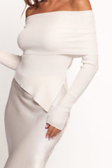 Mavis Off Shoulder Knit Top - Cream