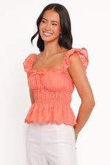 Melissa Peplum Top - Coral