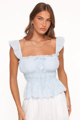 Melissa Peplum Top - Pale Blue