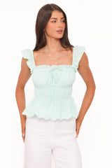 Melissa Peplum Top - Sage