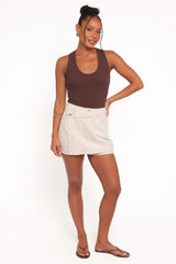 Miles Racerback Rib Knit Tank Top - Espresso