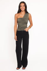 Phelps One Shoulder Top - Olive
