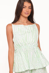 Rory Top - Jade Painted Stripe