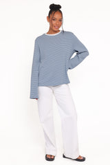 Ruva Long Sleeve Tee - Blue White Stripe