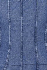 Saylor Denim Peplum Top - Blue Medium Wash