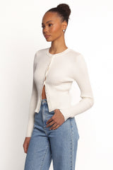 Searie Ribbed Cardigan Top - Cream