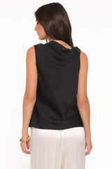 Serena Cowl Neck Top - Black