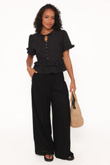 Sorcha Peplum Top - Black