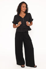 Sorcha Peplum Top - Black