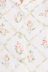 Steele Button Front Top - White Vintage Floral