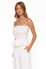 Stori Shirred Top - White Broderie