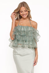 Taelya Flounce Top - Mint Green Floral