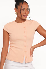 Tatum Asymmetrical Knit Top - Coral