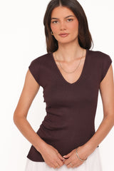 Tori Side Cinch Knitted Top - Chocolate Brown