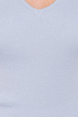 Tori Side Cinch Knitted Top - Light Blue