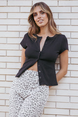 Tylarah Short Sleeve Cardigan Top - Black