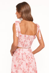 Tyler Tie Shoulder Top - Rose Pink Floral