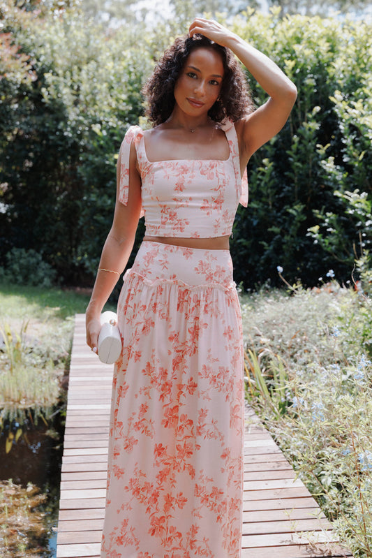 Tyler Tie Shoulder Top - Rose Pink Floral