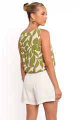 Valia Tie Top - Green Floral